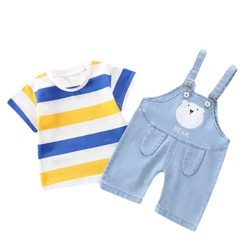 Móda, Nové Letné Baby Dievča Oblečenie Detí Chlapec Cotoon Pruhované Tričko Nohavice 2ks/set Batoľa Bežné Kostým Deti Tepláková súprava