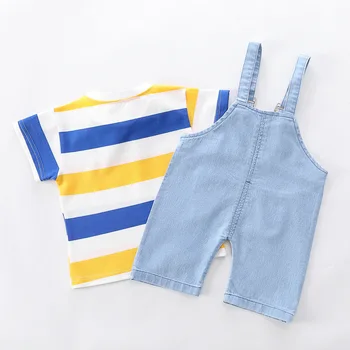 Móda, Nové Letné Baby Dievča Oblečenie Detí Chlapec Cotoon Pruhované Tričko Nohavice 2ks/set Batoľa Bežné Kostým Deti Tepláková súprava