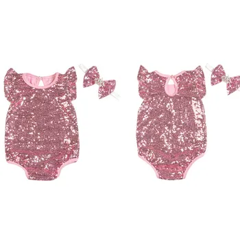 Dieťa Remienky 2KS(Potápačské+hlavový most) Flitrami Novorodenca Oblečenie Baby dievčatá Oblečenie Dieťa Kombinézach Roztomilé Detské Oblečenie set