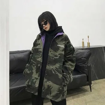 NiceMix Camo Bundy 2020 Zimné dámske Streetwear Hip Hop Windbreaker Harajuku kórejský Módy Dve Bočné Bundy Kabáty Oblečenie