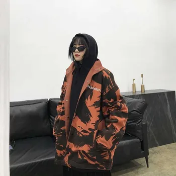NiceMix Camo Bundy 2020 Zimné dámske Streetwear Hip Hop Windbreaker Harajuku kórejský Módy Dve Bočné Bundy Kabáty Oblečenie