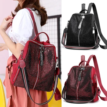 Nové flitrami žien batoh módny trend školské tašky canta vonkajšie voľný čas cestovanie taška cez rameno