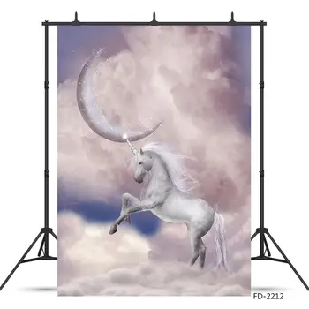 Unicorn Oblohe Mesiac Cloud Lesk Pozadie Pre Dieťa Sprcha Detskej Narodeninovej Party Portrétnej Fotografie Pozadie Photo Studio Rekvizity