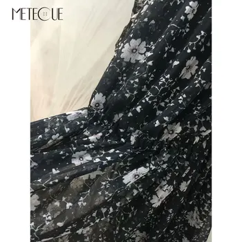 Kvetinové Šaty 2020 Pre Jeseň Fashion Dlhý Rukáv Vysoký v strede zúžený Maxi Šaty s Elastický Pás 2020 Jar Leto
