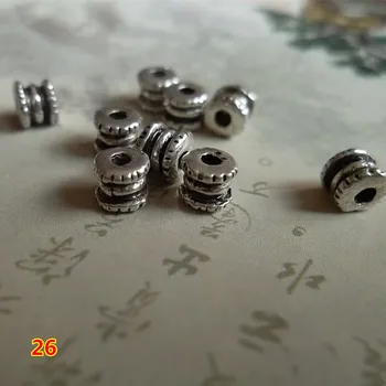 100ks/veľa Valec Groove Metal Dištančné Korálky 4x4mm Dizajn Tibetského Striebra Remeselníci Voľné Kúzlo Materiálov DIY Šperky Robiť