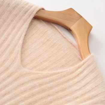 Dámske Svetre Noriek Cashmere prekladané tvaru plný krátke rukávy módne tenký sveter mäkké teplé zimné pulóver