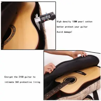 Nepremokavé Guitar Bag Zahustiť Dvojité vzal na svoje plecia 600D Oxford Tkaniny Materiál Veľkú Kapacitu Literárny Gitara Hudobný Nástroj Taška