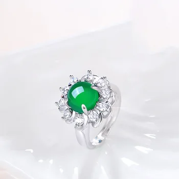 BIJOX PRÍBEH 925 Silver Šperky Krúžok s Okrúhly Tvar Emerald Zirkón Drahokam kórejský Štýl Krúžok pre Ženy, Svadobné Party Veľkoobchod