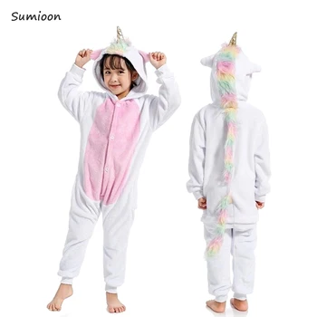 Kigurumi Deti Zimné Sleepwear Deti Jednorožec Panda Pajama sady Baby, Dievčatá, Chlapcov Onesies pre 4 6 8 10 12 Rokov