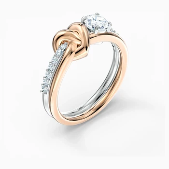 Móda SWA Nové CELOŽIVOTNÉHO SRDCE Rose Gold Dámy Prsteň v tvare srdca crystal krúžok ženské Módne Šperky, zásnubné Darček