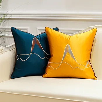 Svetlo luxusné farbou vyšívané gauč dekoratívny vankúš satin line žakárové vankúš modrá žltá stoličky poťah na vankúš