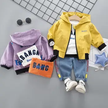 Dieťa chlapcov, oblečenie set sa 2020 nové Značky jeseň deti oblečenie vyhovovali Módne stožiare, bunda s kapucňou top+tričko+nohavice 3ks chlapec Oblek