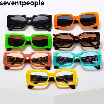 Obdĺžnik Slnečné Okuliare Ženy 2020 Módne Jelly Farba Leopard Tlač Slnečné Okuliare Mužov Vintage Malé Námestie Eyewears Oculos De Sol