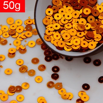 LNHOME-50g(10000pcs) 4 mm Ploché Kolo Voľné Flitrami Paillettes Šitie Svadobných Plavidlá Kvalitné 10# Orange Konfetami