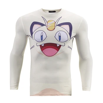 MEOWTH t-shirt na denné nosenie, Topy Fitness Rýchle Suché Nohavice Tesné 3D tričko Cosplay Kostým Hot Anime Cosplay pre kauzálny