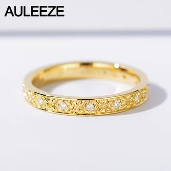 AULEEZE 14k 585 Žlté Zlato Snubné Prstene Nádherné Vzor Moissanite Pásma Pre Office Lady Šperky