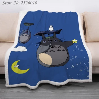 Hodiť deka Anime Totoro 3D Velvet Plyšové Deka prehoz cez posteľ Pre Deti, Dievčatá Sherpa Deka Gauči Deka Pokrytie Cestovných 12