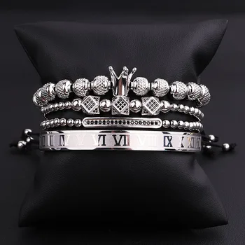 2020 Najnovšie Módne Šperky Mužov Náramok Luxusné CZ Micro Pave Kúzlo Nehrdzavejúcej Ocele Roman Náramok Náramok Nastaviť mužov šperky darček