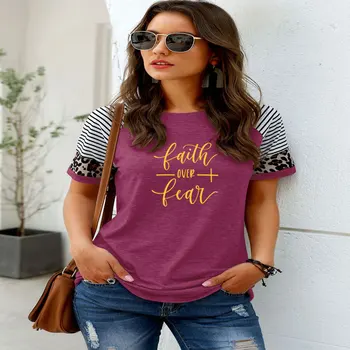 Viera V Priebehu Strach Kresťanského T-Shirt Náboženstvo Oblečenie Pre Ženy Krátke Rukáv Tričko Grafické Nebojácny Slogan Vintage Topy Dievča Tees