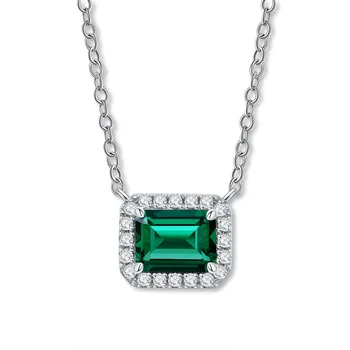 Wong Dážď 925 Sterling Silver Vytvorené Moissanite Emerald Drahokam Diamanty Ženy Prívesok Náhrdelník Jemné Šperky Veľkoobchod