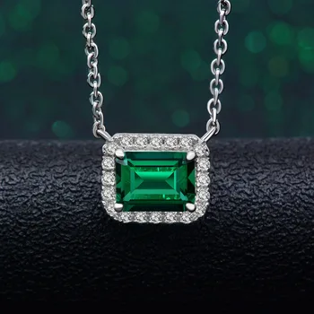 Wong Dážď 925 Sterling Silver Vytvorené Moissanite Emerald Drahokam Diamanty Ženy Prívesok Náhrdelník Jemné Šperky Veľkoobchod