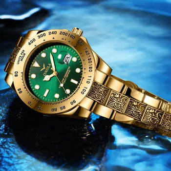 Značka ONOLA Business Bežné luxusné retro nehrdzavejúcej ocele zlaté pánske hodinky vysokej kvality zlaté hodinky mužov