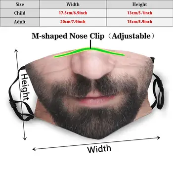 Muž V Tvár S Beard Zblízka Zábavné Vytlačiť Opakovane Pm2.5 Filtra Masku Na Tvár Ľudskú Tvár Portrét Detail Výpis Dolnej Časti Beared