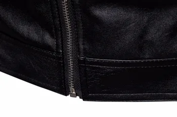 2020 Black Motocykel Kožené Bundy Kabáty Mužov Jar Jeseň Bežné Pevné Kožené Bundy A Coats Muž Bundy Outwear