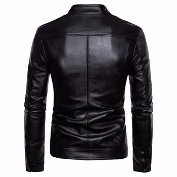 2020 Black Motocykel Kožené Bundy Kabáty Mužov Jar Jeseň Bežné Pevné Kožené Bundy A Coats Muž Bundy Outwear