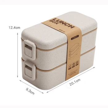 ONEUP 800ml Zdravé Materiál Lunch Box 2 Vrstvy Pšeničnej Slamy Bento Boxy Mikrovlnná Riadu Skladovanie Potravín Kontajner Lunchbox