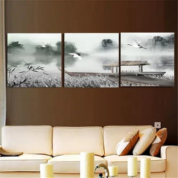 3 kusy Čínsky Atrament umývanie, maliarske Plátna na steny v obývacej izbe domov spálne dekorácie plátno na stenu umenie stenu, samolepky na stenu decor