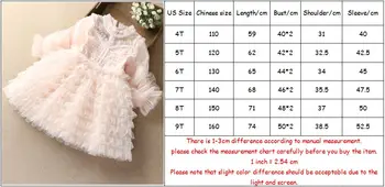 Detské jarné šaty vrstvený svietidla rukáv dievčatá šaty čipky dieťa narodeniny Princezná Šaty deti oblečenie 4-9y dievča oblečenie