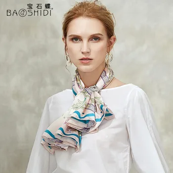 BAOSHIDI 2018 Jeseň čistý Saténové, Hodvábne Námestie Scarfs, Luxusné Značky originálny dizajn a módne ženy šatku, elegantná dáma darček šatka