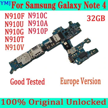 32GB pre Samsung Galaxy Note 4 N910F N910A N910U N910P N910V Doska s Android Systém Originálne odomknutá