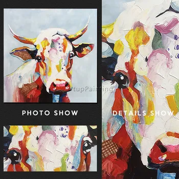 Maliarske plátno Akryl krava maľovanie na Stenu umenie Fotografie Pre Obývacia Izba domova caudros decoracion plattle nôž zvierat umenie