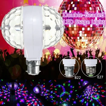B22 E27 6W LED Fáze Svetlo obojstrannú LED Loptu Fáze RGB Rotujúce Svetlo Žiarovky Lampy KTV Klub Party DJ, Disco, Dekorácie Osvetlenie
