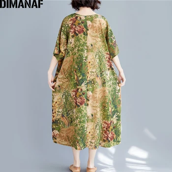 DIMANAF Plus Veľkosť Ženy Šaty Letné Veľká Veľkosť Beach Štýl Voľné Lady Vestidos Bežné Šaty Tlač na Kvetinový 2019 Ženské Oblečenie 6XL