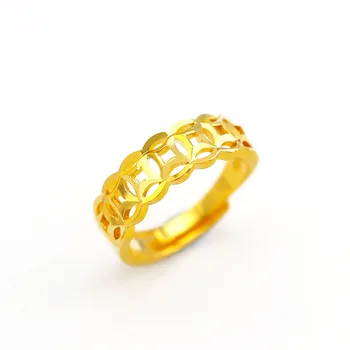 Kórejský Módne dámske Krúžok pre Svadobné Šperky, Zásnubné Žlté Zlato Kreslenie Pár Prstene, Zlaté Šperky 14K Narodeninám