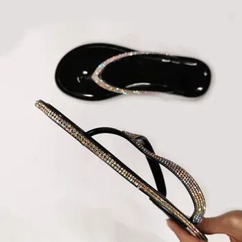2020 Letné Topánky Žena Sandále Transparentné Crystal Jelly Flip Flops Mimo Mora Nosenie Pláži Bežné Papuče Značky Obuvi