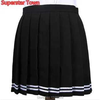 Anime Školskú Uniformu JK Sukne Japonský Vysoký Pás Skladaná Sukňa Študent Dievčatá Pevné Sukne Ženy Kawaii Midi Femme Vintage