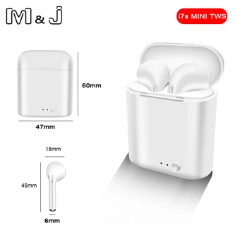 M&J i7s Mini TWS Bluetooth 5.0 Bezdrôtové Slúchadlá Slúchadlá S Nabíjanie Box Športové Slúchadlá Pre iPhone Android Samsung Xiao