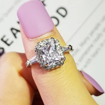 2021 nové luxusné princezná 925 sterling silver zásnubný prsteň pre ženy lady výročie darček šperky veľkoobchod vianočné R5619