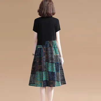 2020 dámske Módne Oblečenie Čínsky Štýl, Letné Šaty O tvaru Kolena Dlhý Rukáv Tlačené Šaty Voľné Šaty Vintage Šaty#P30