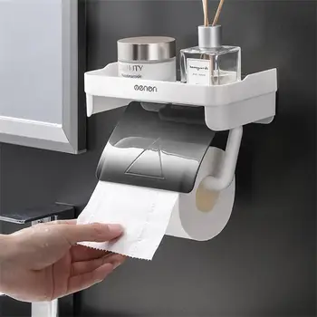 Kúpeľňa Toaletného Papiera Držiak Police na Stenu Roll Paper Úložný Stojan Multi-funkčné tkanivo držiak na Mobilný Telefón Skladovanie