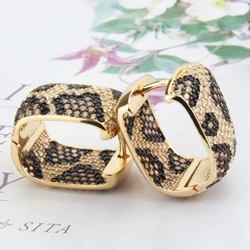 Zlxgirl šperky značky Hnedé broskyňa leopard svadobné náušnice šperky výška Dubaj Zlatá farba medi uši piercings bijoux