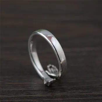 Tigrade Pevné 925 Sterling Silver Rameno Objať Otvoriť Prstene pre Ženy, Mužov Darček Mincový Striebro Krúžok Resizable Jednoduché Módne Šperky
