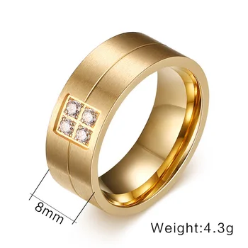 ZORCVENS Hot Predaj AAA+ CZ Prstene Pre Ženy Zlata-Farebná 316L Nerezovej Ocele, Šperky, Svadobné Zásnubný Prsteň