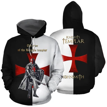 Rytieri Templar Brnenie Cosplay Hoodies Bunda Crusader Kríž Stredoveké Sweathsirt Pulóver 3D Tlač Mužov s Kapucňou, Karneval, Kostým