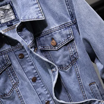 2020 Nové Jeseň pánske Modré Bežné Denim Jacket Módne Klasický Štýl Bavlna Pružnosť Denim Kabát Mužské Oblečenie Značky
