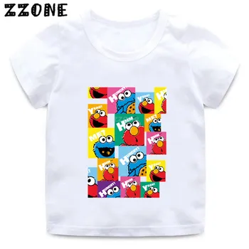 Chlapci a Dievčatá Sesame Street Cartoon Print T shirt Deti Cookie Monster a Elmo Zábavné Oblečenie, Detské Letné T-shirt